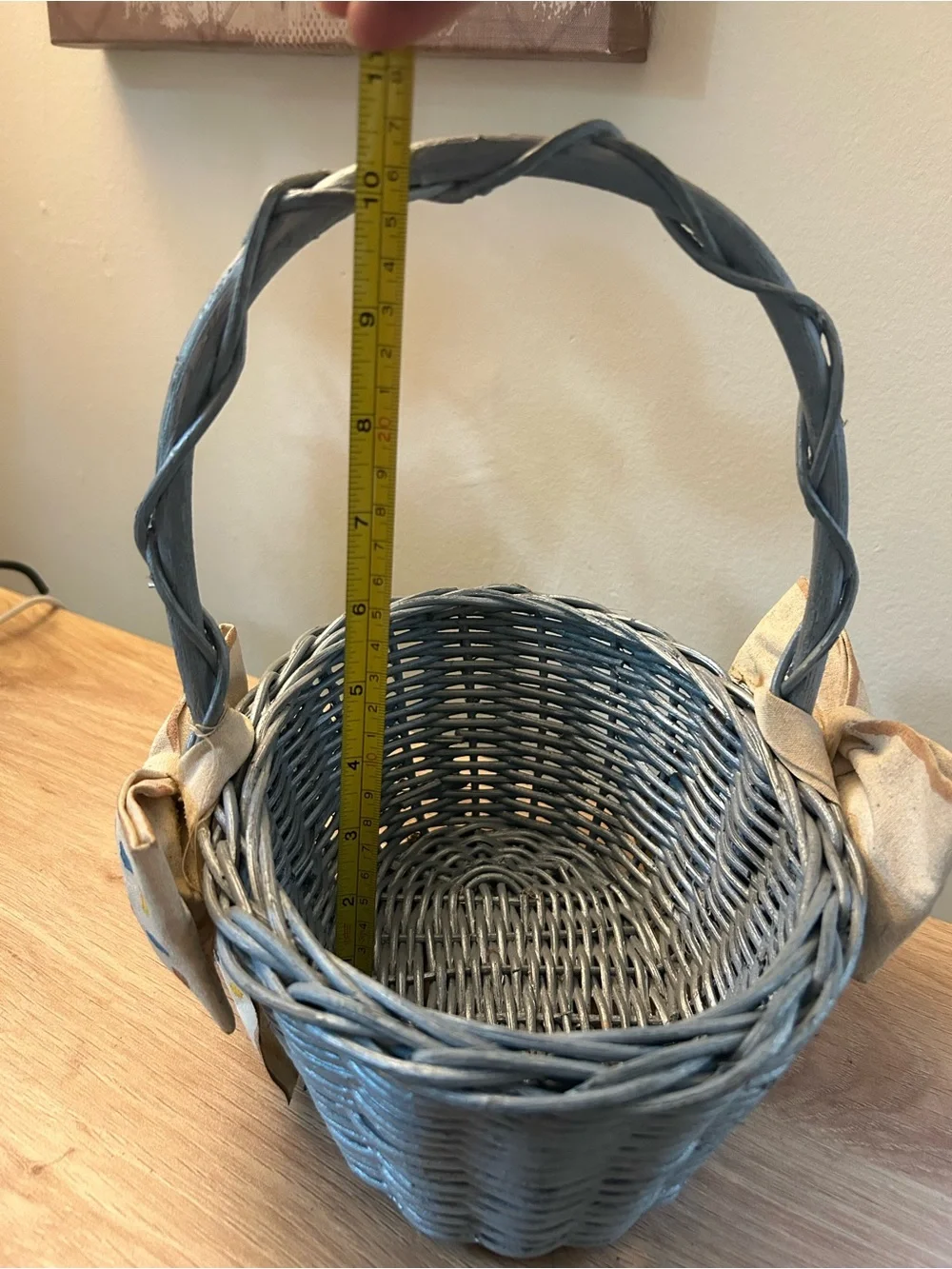 Cream Confetti Dot Bow Vintage Blue Basket